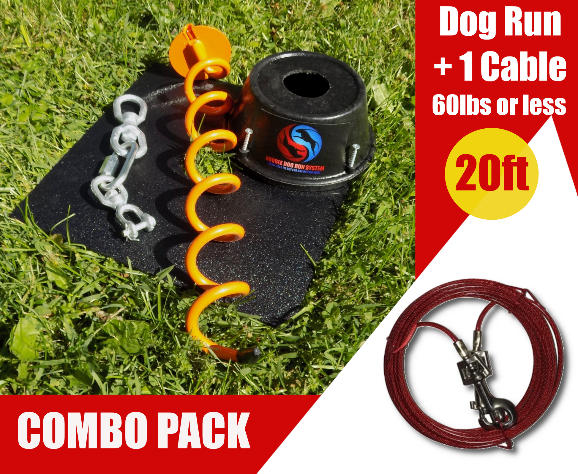 dog tie out sake for large dogs up to 60lbs and a 20ft dog tie out cable