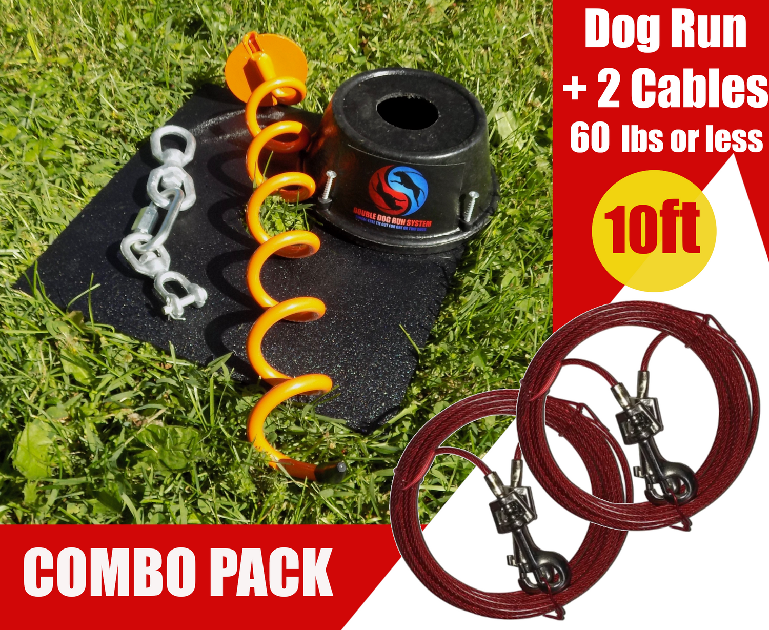 Combo Packs - Double Dog Tie Out Stake and Cables