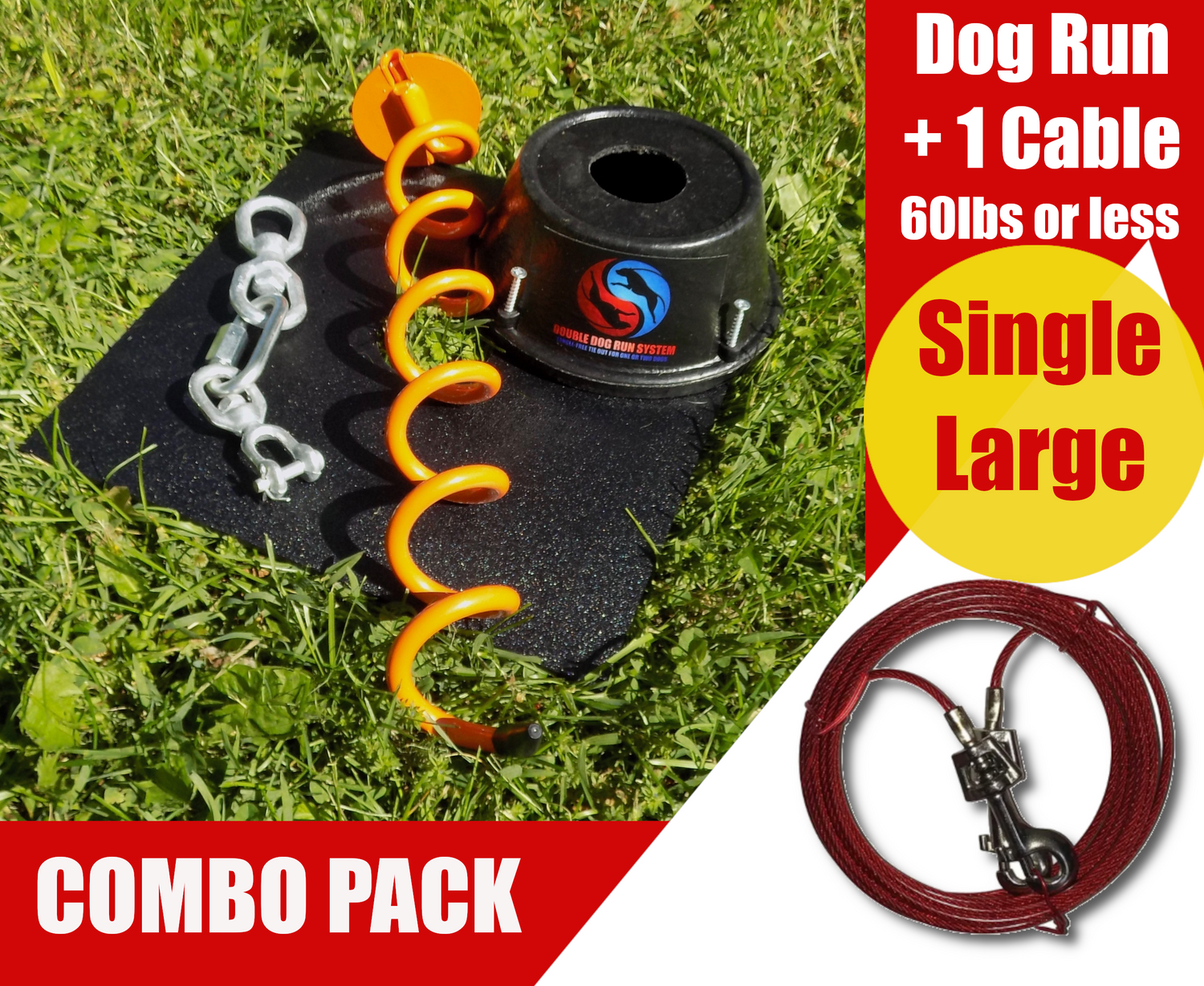 Dog Tie Out Stake and Dog Cable Run for One Dog