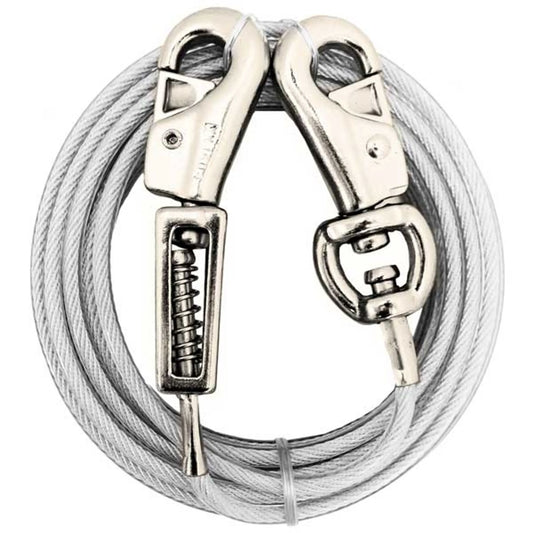 Boss Pet - XL 30ft  Dog Tie-out Cable with Shock Absorbing Spring - Up to 150lbs