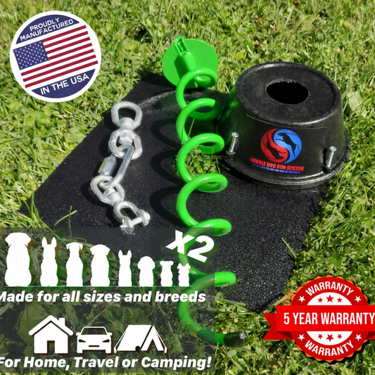 Double Dog Run Tangle-free Two Dog Tie Out Stake - Heavy Duty Dog Tie Out Stake - 1200lbs