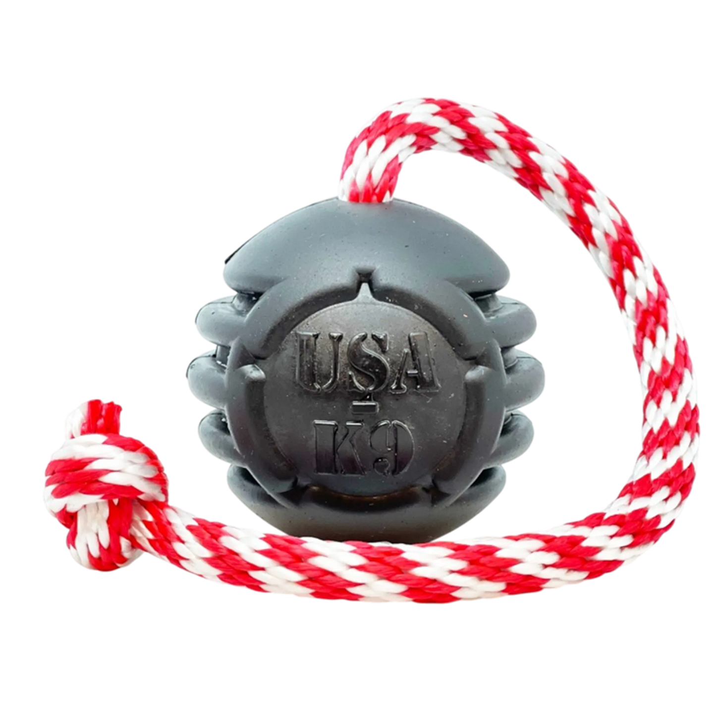 USA-K9 Magnum Black Stars and Stripes Ultra-Durable  Rubber Chew Toy, Reward Toy, Tug Toy, and Retrieving Toy