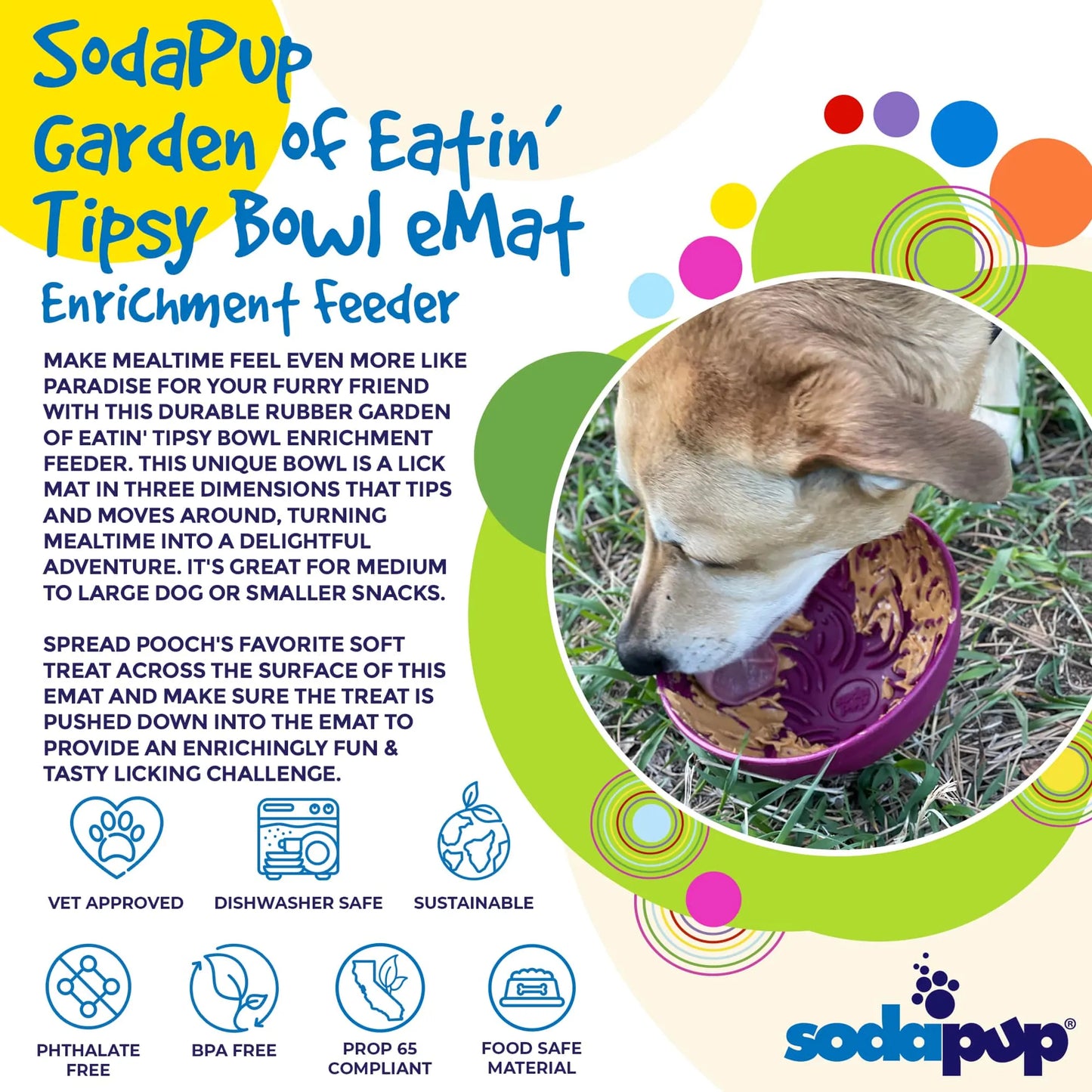 Garden of Eatin' Tipsy Bowl - Wobble Lick Mat for Dogs & Cats