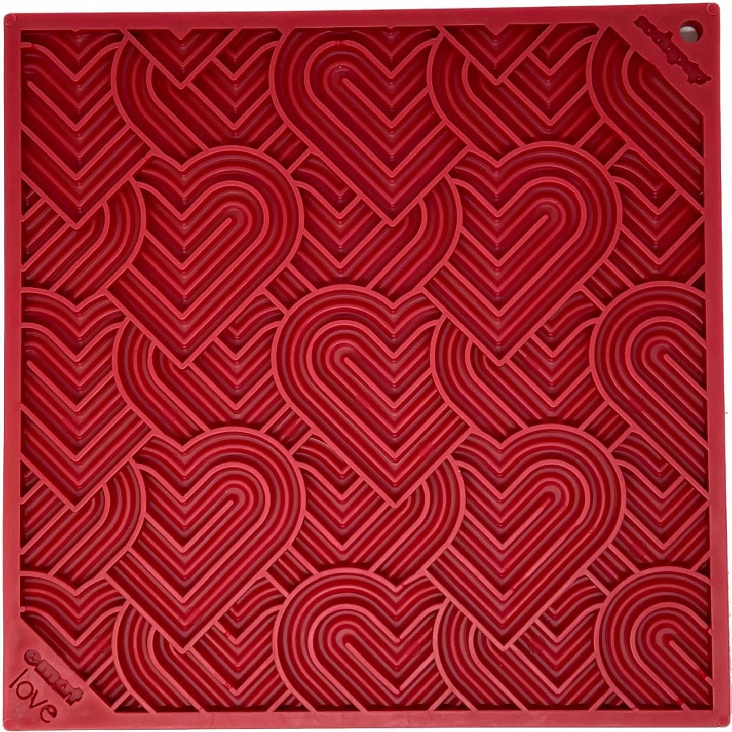 Dog Lick Mat - Hearts  Pattern - eMat Enrichment Licking Mat - Small and Large Dogs