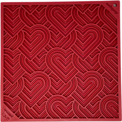 Dog Lick Mat - Hearts  Pattern - eMat Enrichment Licking Mat - Small and Large Dogs