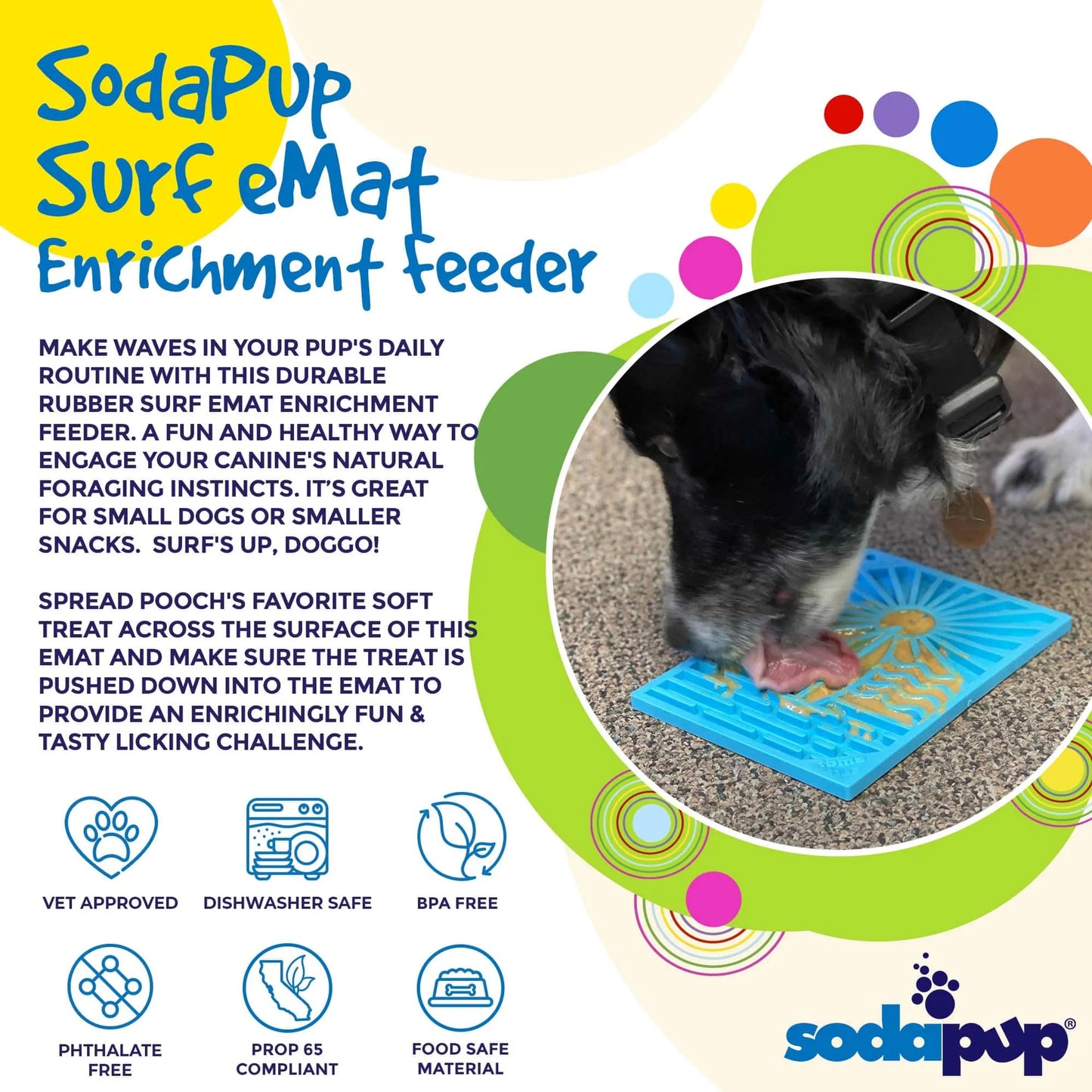 Surf's Up eMat - Small Lickmat for Dogs and Cats | Beach-Themed Design