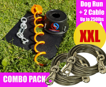 Super Heavy Duty Dog Tie Out Stake with Cable - XXL Dogs - Up to 250lbs