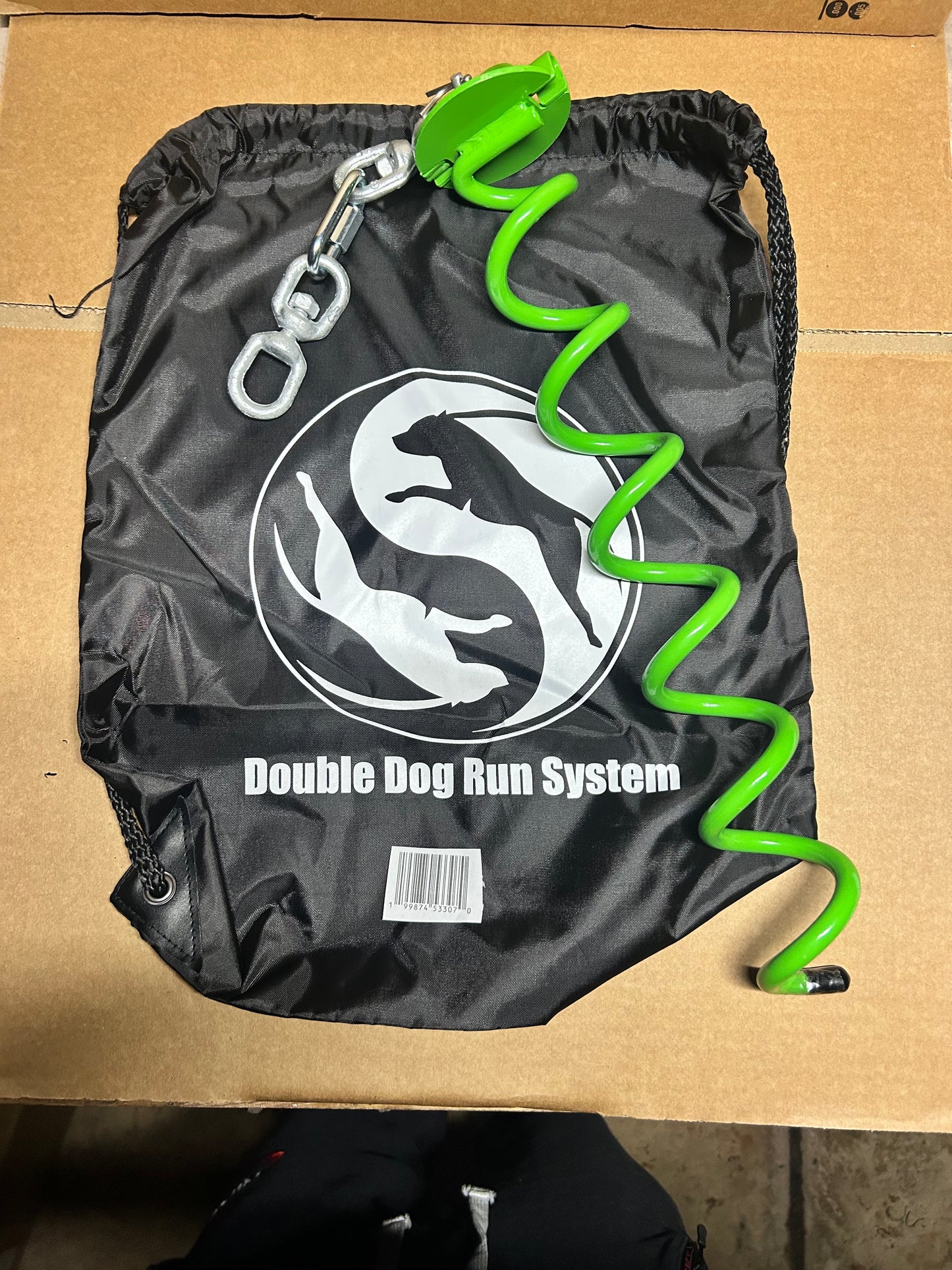 Doggy Duo Pet Tie Out Stake - Holds 425lbs Pull Foce - Heavy-duty and Tangle-free