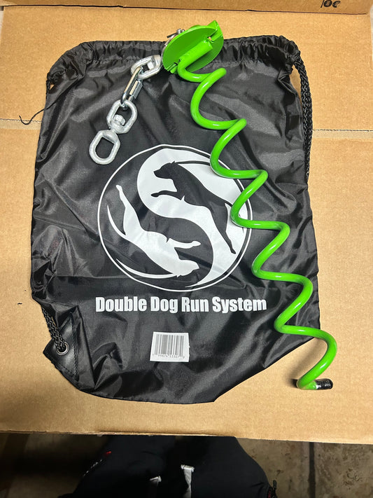 Doggy Duo Pet Tie Out Stake - Holds 425lbs Pull Foce - Heavy-duty and Tangle-free