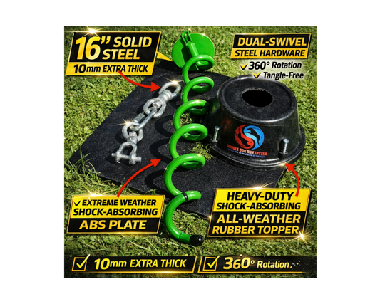 Double Dog Run Tangle-free Two Dog Tie Out Stake - Heavy Duty Dog Tie Out Stake - 1200lbs