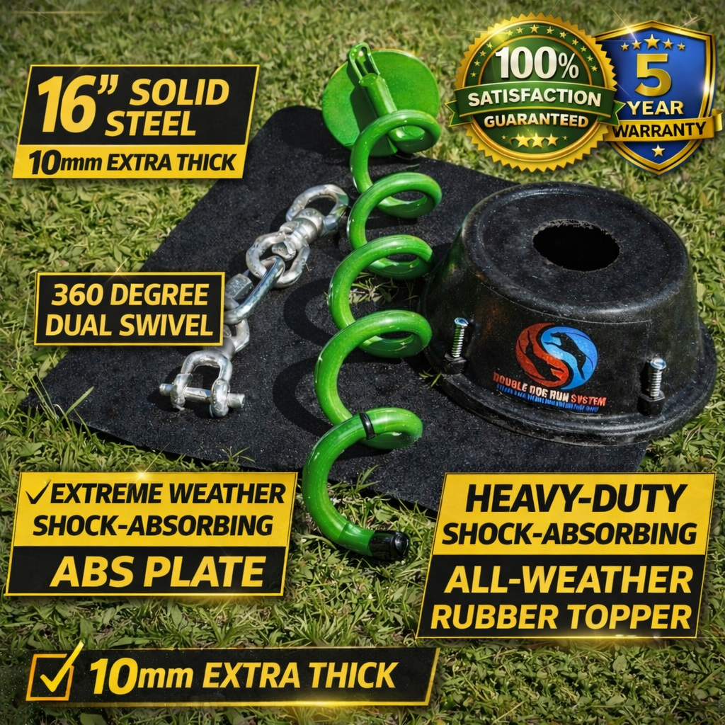 Double Dog Run Tangle-free Two Dog Tie Out Stake - Heavy Duty Dog Tie Out Stake - 1200lbs