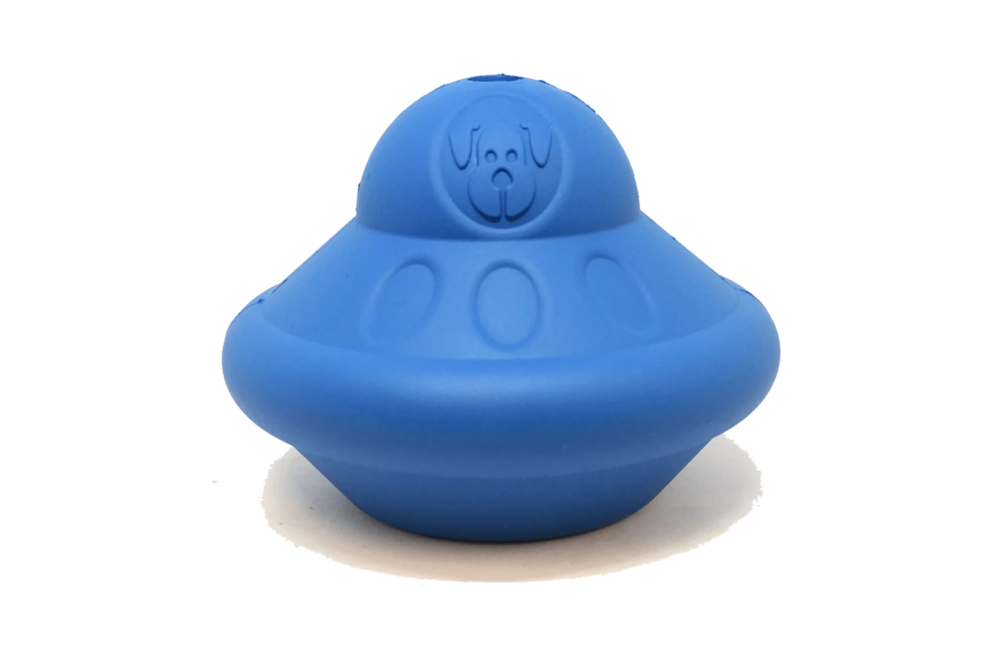 Blue UFO dog toy and treat dispenser