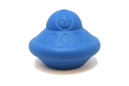 Blue UFO dog toy and treat dispenser