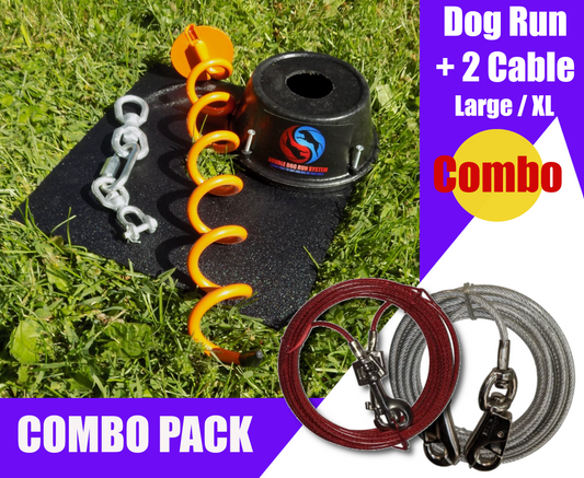 Double Dog Run with Tie Out Cables - Large and XL - Combo